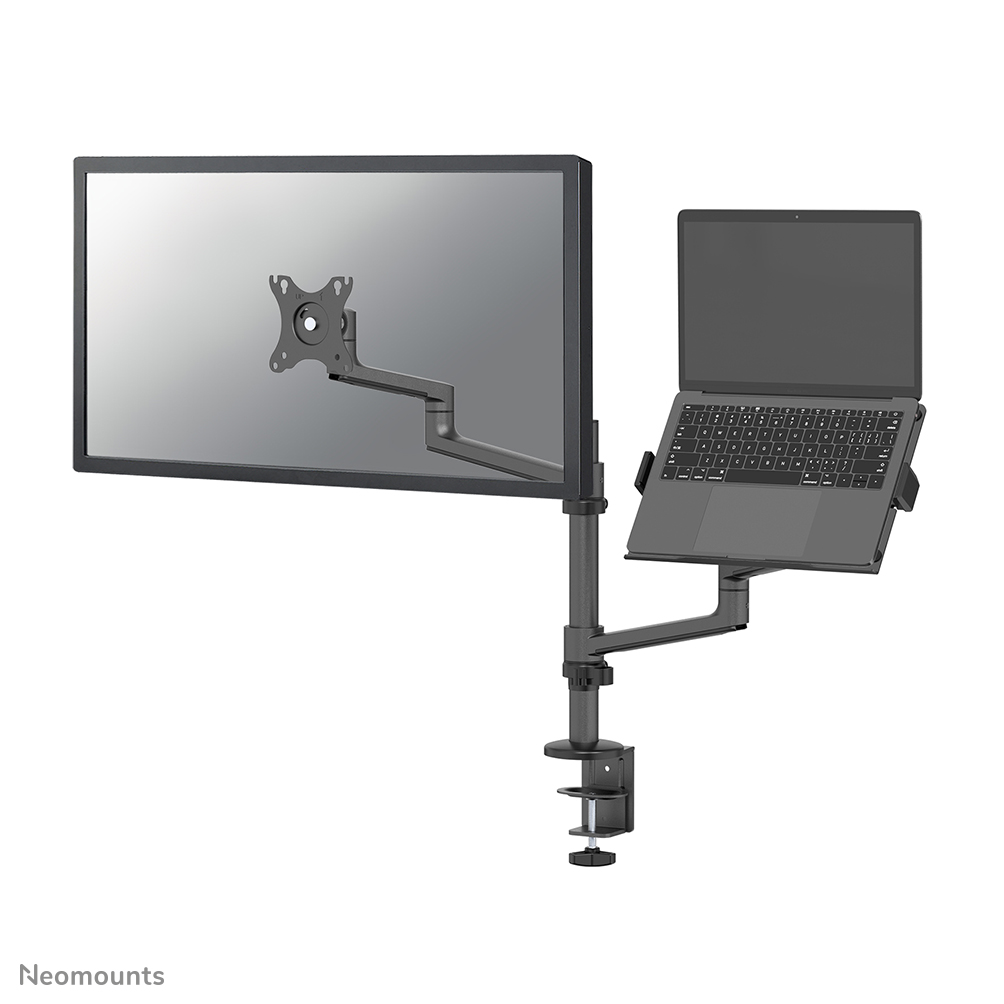 Neomounts NEXT Lite DS20-425BL2 Single monitor arm with laptop holder - 17-27" - 0-8 kg - space saving T-Rex model - 100% plastic-free packaging - universal - black