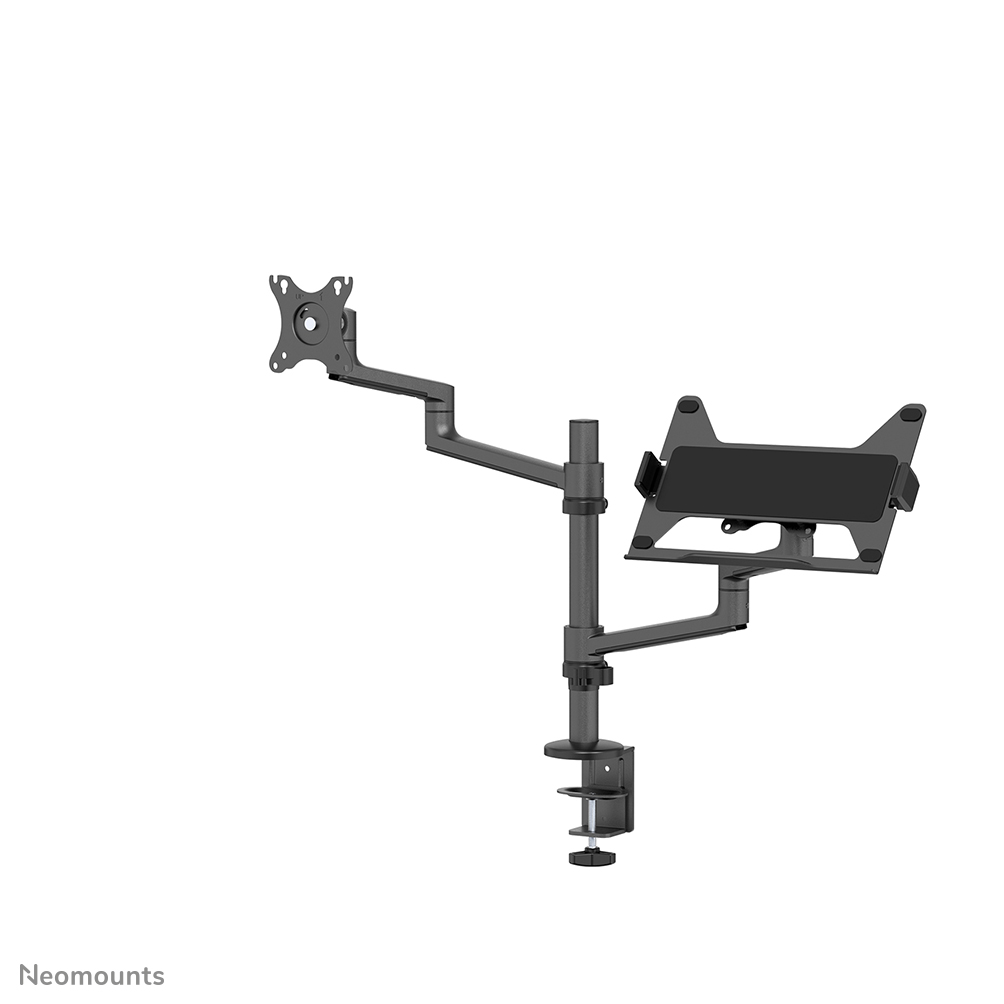 Neomounts NEXT Lite DS20-425BL2 Single monitor arm with laptop holder - 17-27" - 0-8 kg - space saving T-Rex model - 100% plastic-free packaging - universal - black