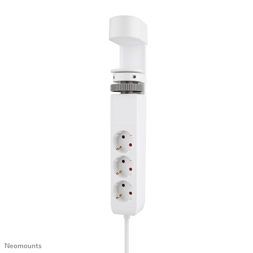 Neomounts VOLT DS22-840WH6 Desk socket with clamp - 2 x USB-C (20W), 1x USB-A (18W), 3 x 230V. socket Type F 3680 Watt- 1.4 m cord - Quick charge - white