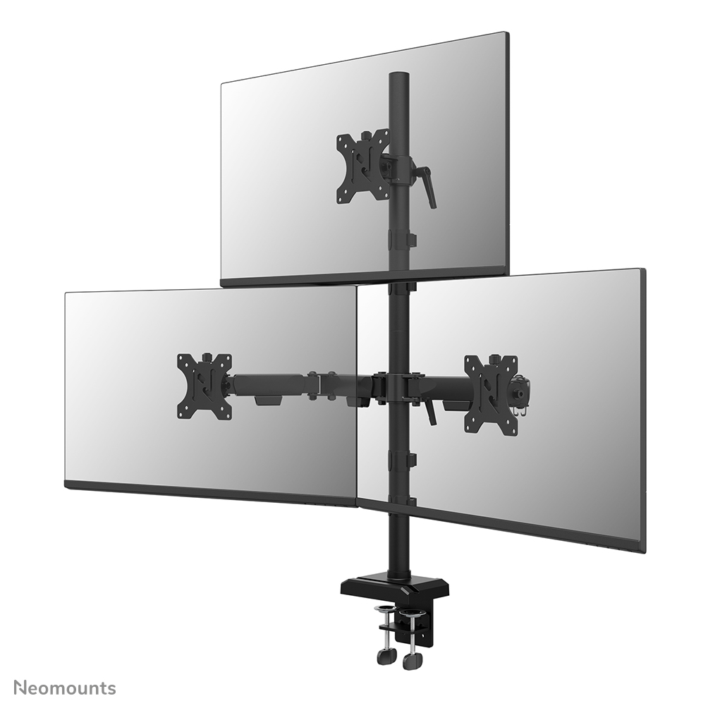 Neomounts DS60-600BL2-1 Triple monitor arm - 10-32" - 0-9 kg | 19,8 lbs (3x) - 90° tiltable - 360° rotatable - 180° swivel - VESA 75x75 - 180° lock - Black