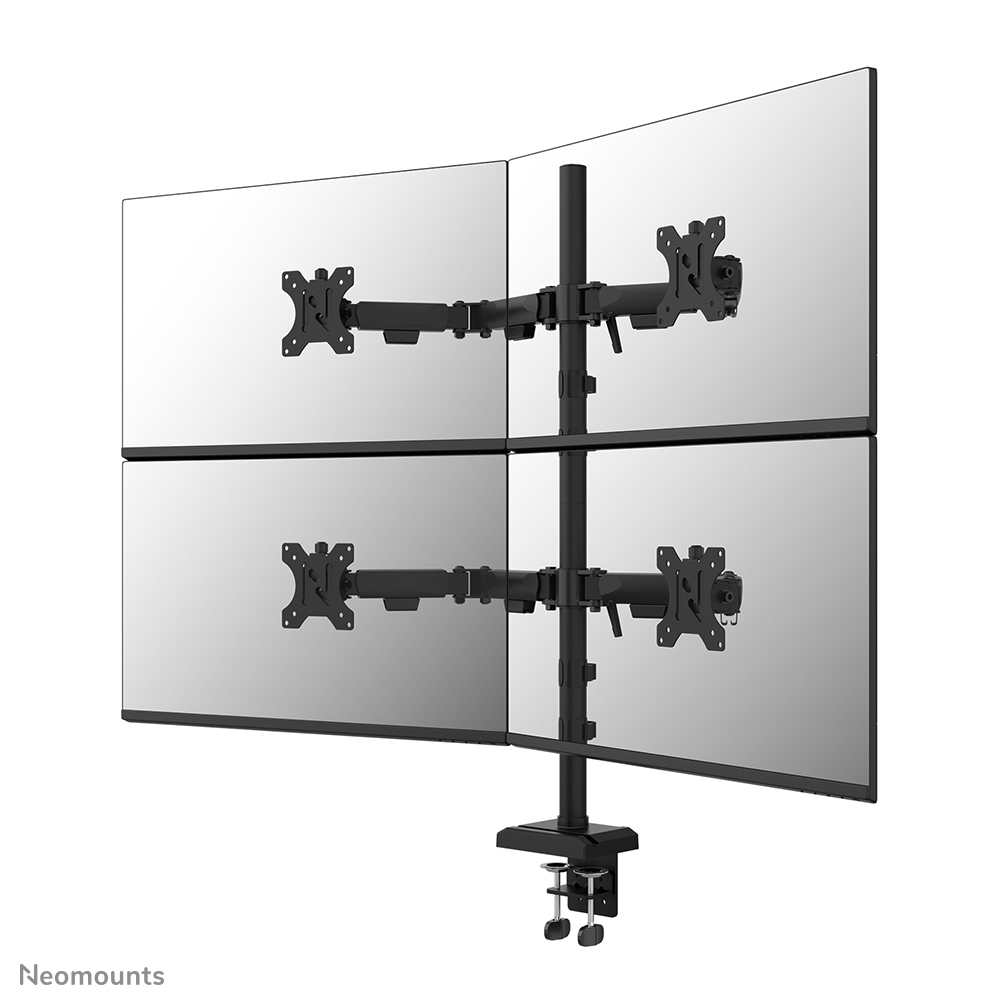 Neomounts DS60-600BL2-2 Quadruple monitor arm - 10-32" - 0-8 kg | 17,6 lbs (4x) - 90° tiltable - 360° rotatable - 180° swivel - VESA 75x75 - 180° lock - Black