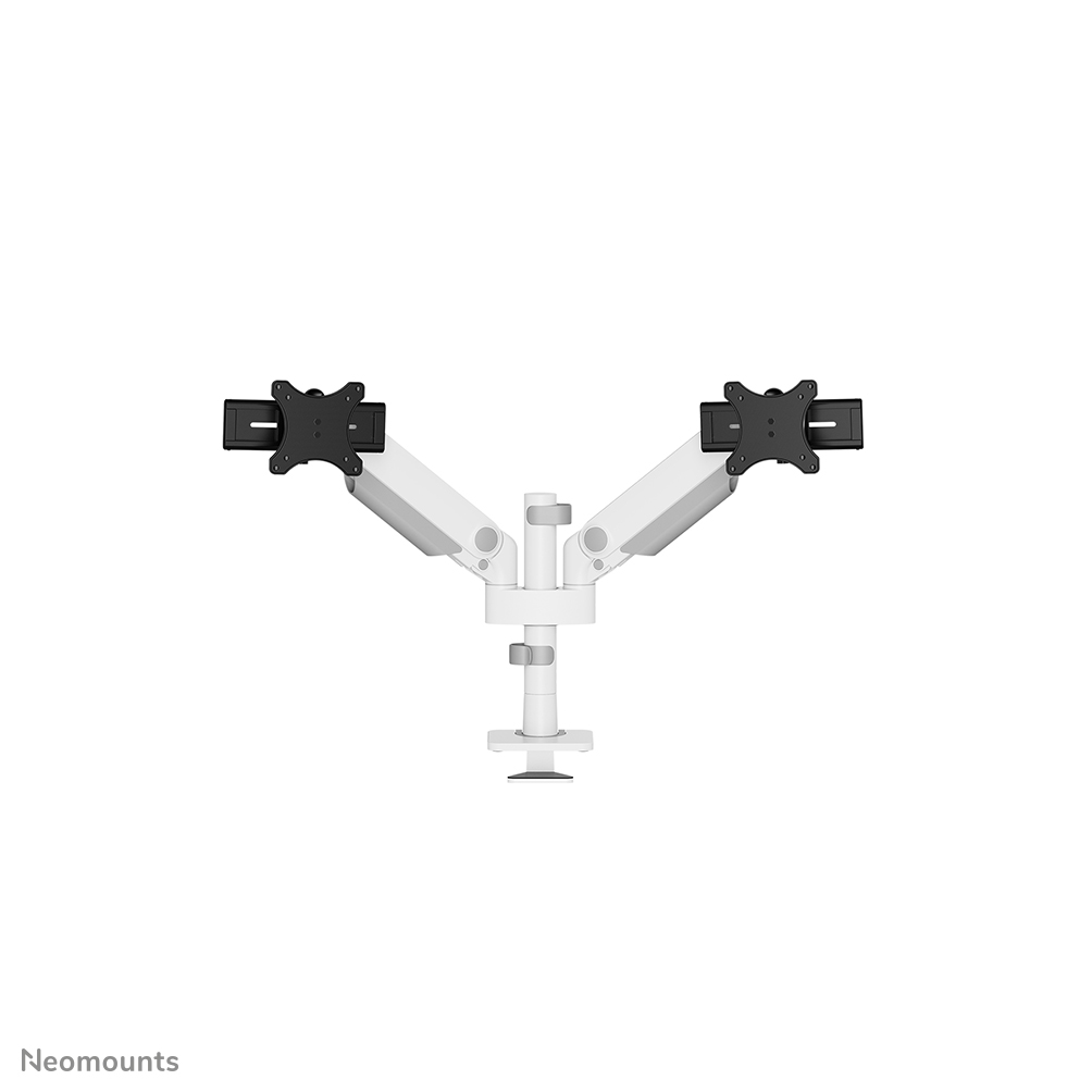 Neomounts NEXT One SL DS65S-950WH2 Dual monitor arm - 24-34" - 1-11 kg/screen (curved 9 kg/screen) - gas spring - 180°-stop - Topfix - Easy Install-model - multi-adjustable slider model - 100% plastic-free packaging - white