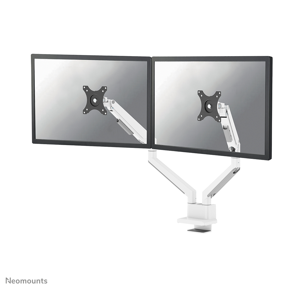 Neomounts NEXT Slim DS70-250WH2 Dual monitor arm - 17-32" - 1-9 kg/screen (curved 8 kg/screen) - gas spring - 180°-stop - Topfix - Easy Install-model - 100% plastic-free packaging - white