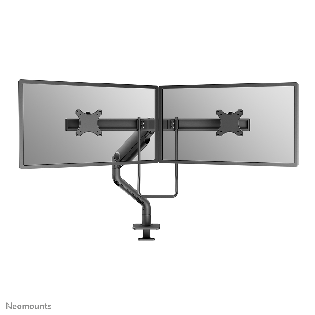 Neomounts NEXT One DS75S-950BL2 Dual crossbar monitor arm - 17-32" - 1-8 kg/screen - gas spring - 180°-stop - Topfix - Easy Install-model - 100% plastic-free packaging - black