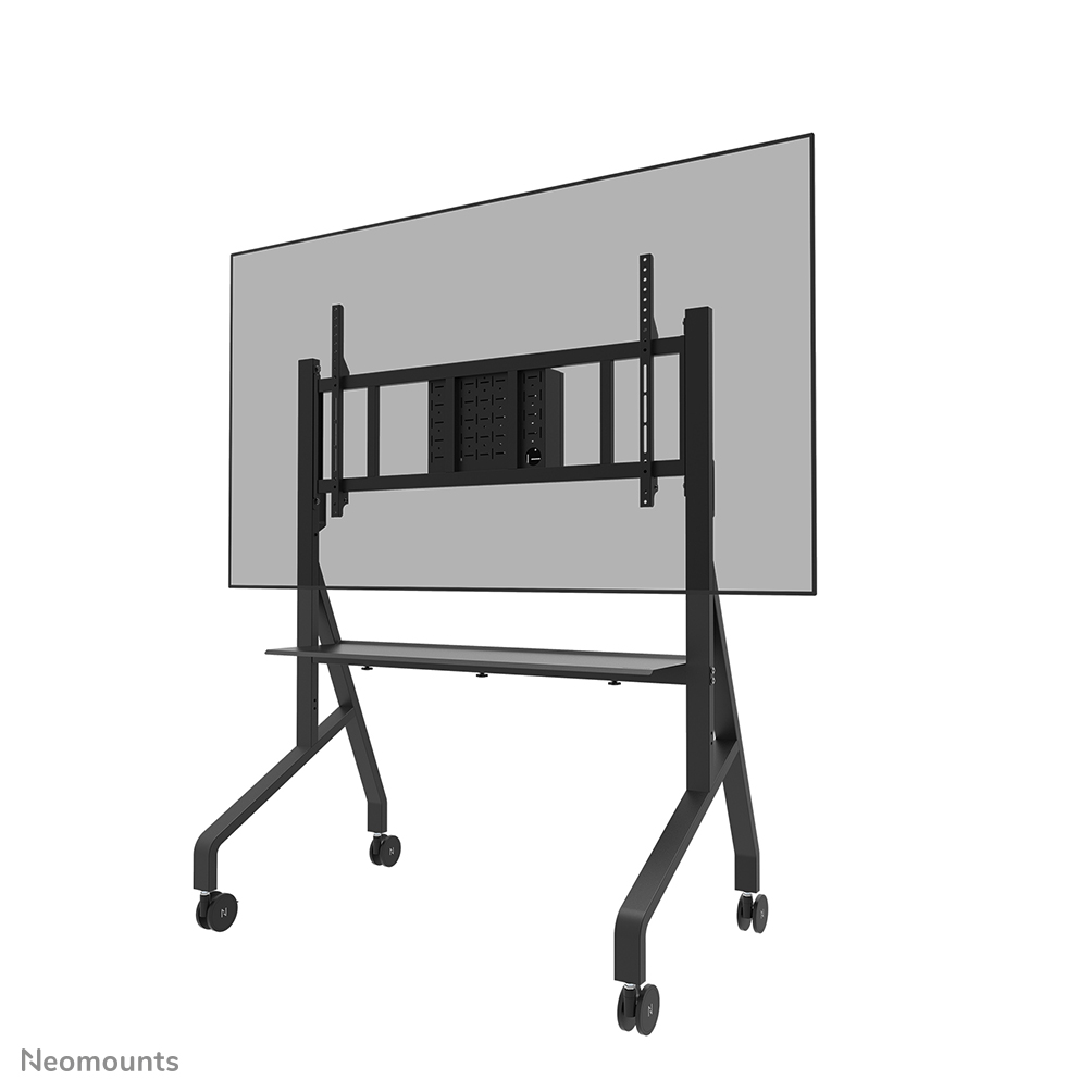 Neomounts MOVE Go XL FL50-575BL1 TV trolley - 65-110" - max 125 kg - manual h 129-139 cm - VESA 100x100-1100x600 - incl. hardware shelf - lockable (excl. lock) - TÜV certified - Rapid Install-model incl. fixing template - video bar kit optionally available - black