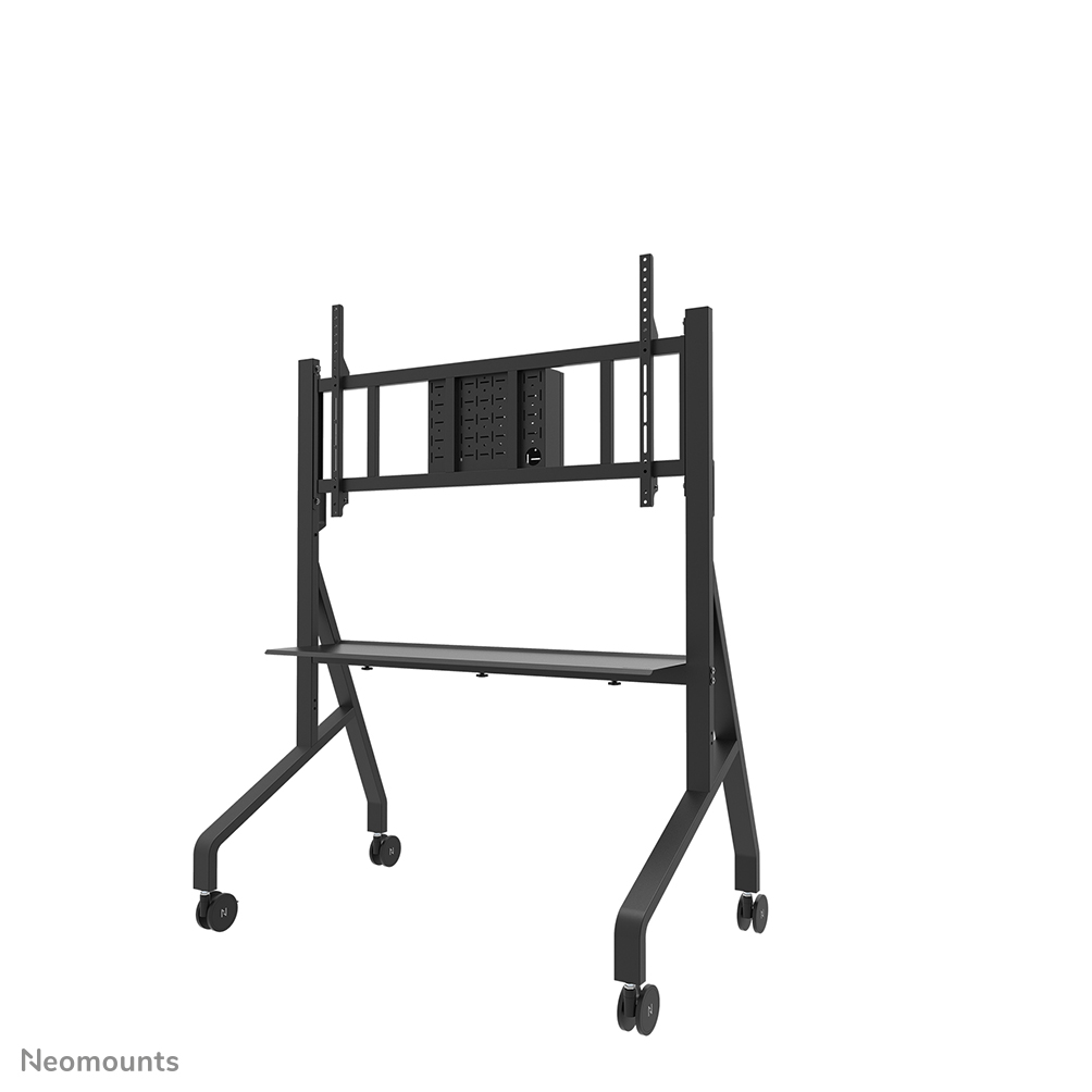 Neomounts MOVE Go XL FL50-575BL1 TV trolley - 65-110" - max 125 kg - manual h 129-139 cm - VESA 100x100-1100x600 - incl. hardware shelf - lockable (excl. lock) - TÜV certified - Rapid Install-model incl. fixing template - video bar kit optionally available - black
