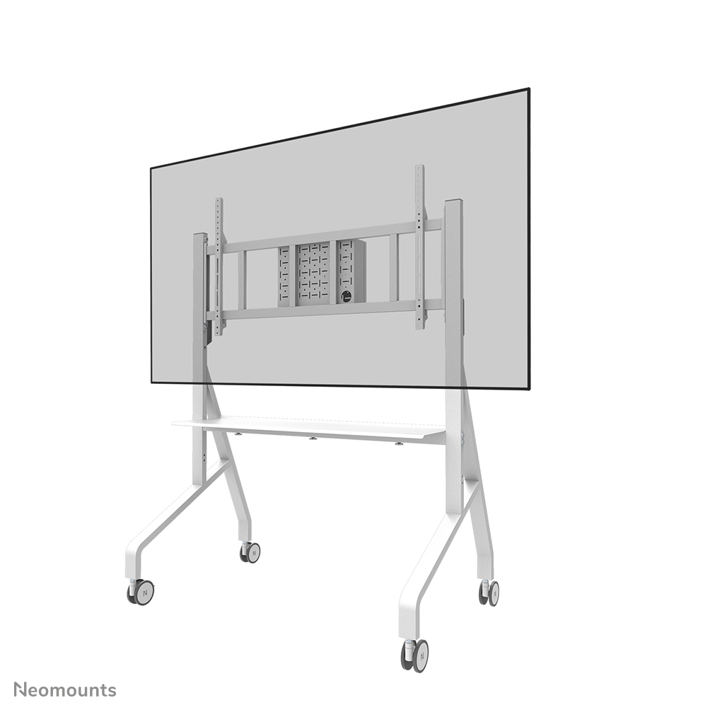 Neomounts MOVE Go XL FL50-575WH1 TV trolley - 65-110" - max 125 kg - manual h 129-139 cm - VESA 100x100-1100x600 - incl. hardware shelf - lockable (excl. lock) - TÜV certified - Rapid Install-model incl. installation aid - video bar kit optionally available - white