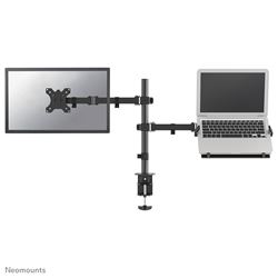 Neomounts Full Motion Desk Mount (clamp and grommet) for 10-32" Monitor Screen and Laptop, Height Adjustable - Black