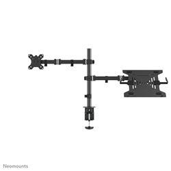 Neomounts Full Motion Desk Mount (clamp and grommet) for 10-32" Monitor Screen and Laptop, Height Adjustable - Black