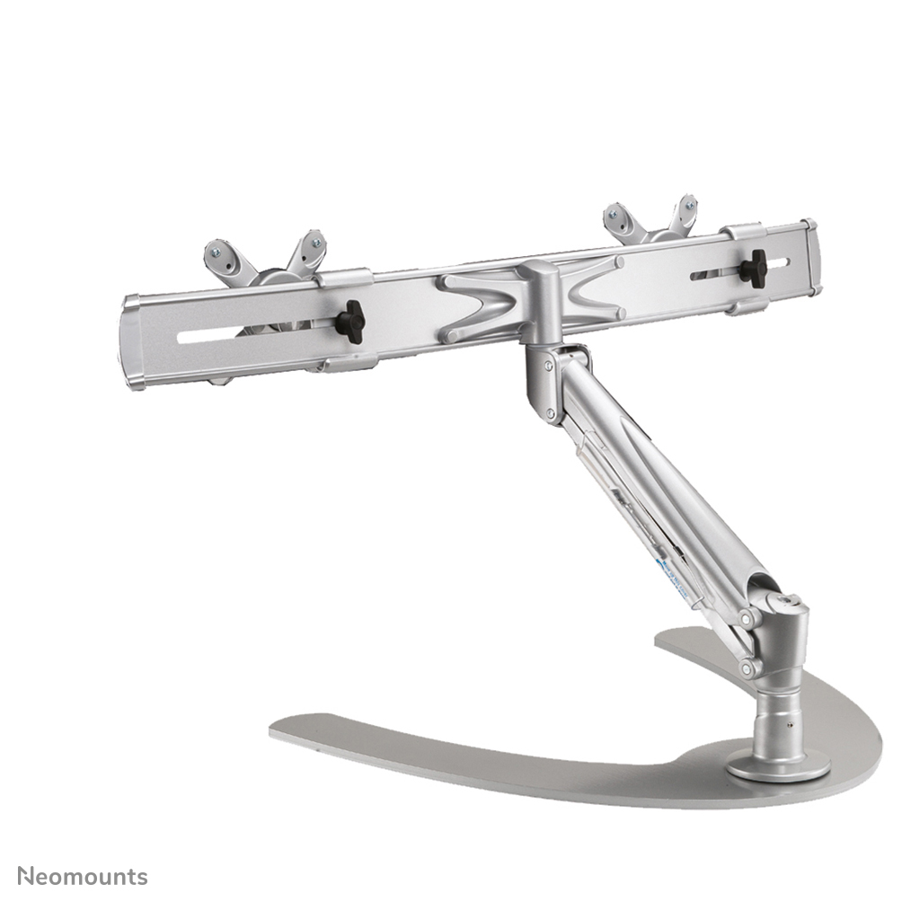 Neomounts full motion dual desk stand for two 10-24" monitor screens, height adjustable (gas spring) - Silver									