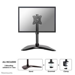 Neomounts Tilt/Turn/Rotate Monitor Arm Desk Mount (stand, clamp & grommet) for 10-30" Monitor Screen, Height Adjustable - Black										