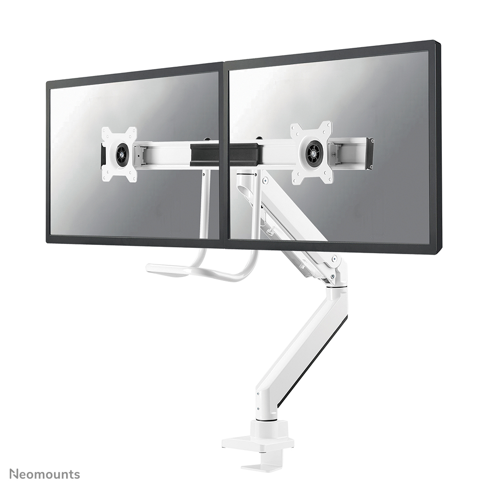 Neomounts NM-D775DXWHITE Dual crossbar monitor arm - 10-32" - 1-8 kg/screen - gas spring - 180°-stop - Topfix - white