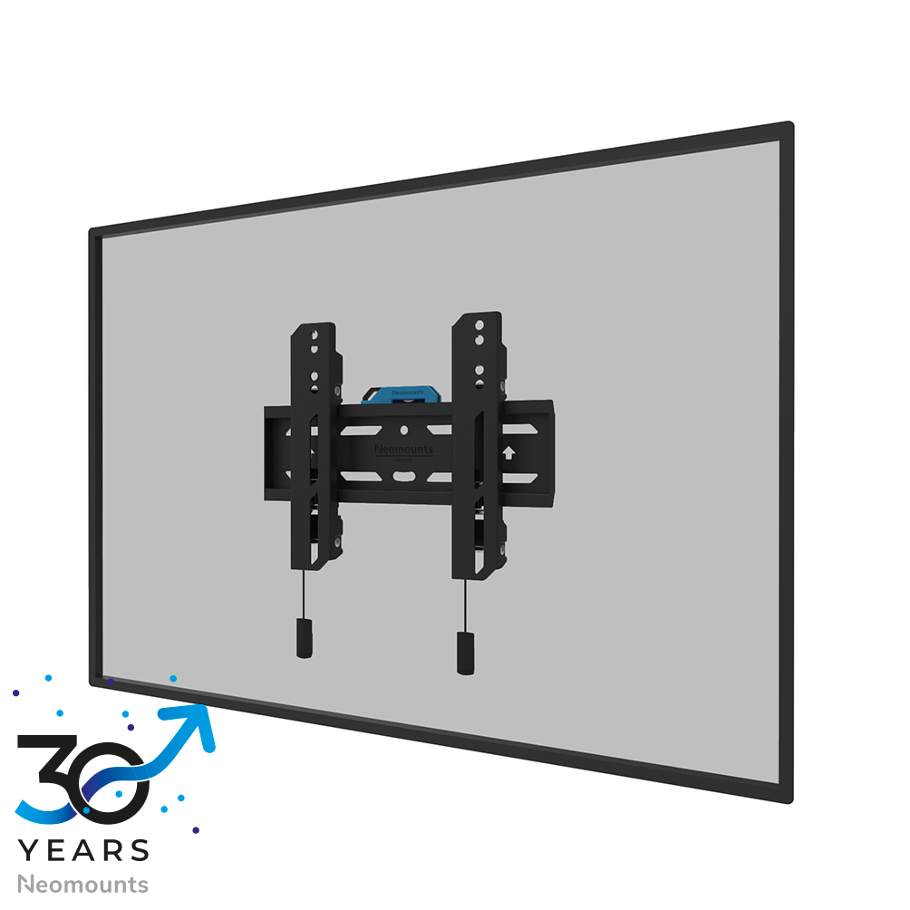 Neomounts LEVEL-850 WL30S-850BL12 Fixed TV mount wall - 24-65" - max 40 kg - VESA 50x50-200x200 - d 3,3 cm - level adjustment - lockable (incl. security screw, excl. lock) - Rapid Install-model incl. fixing template - black