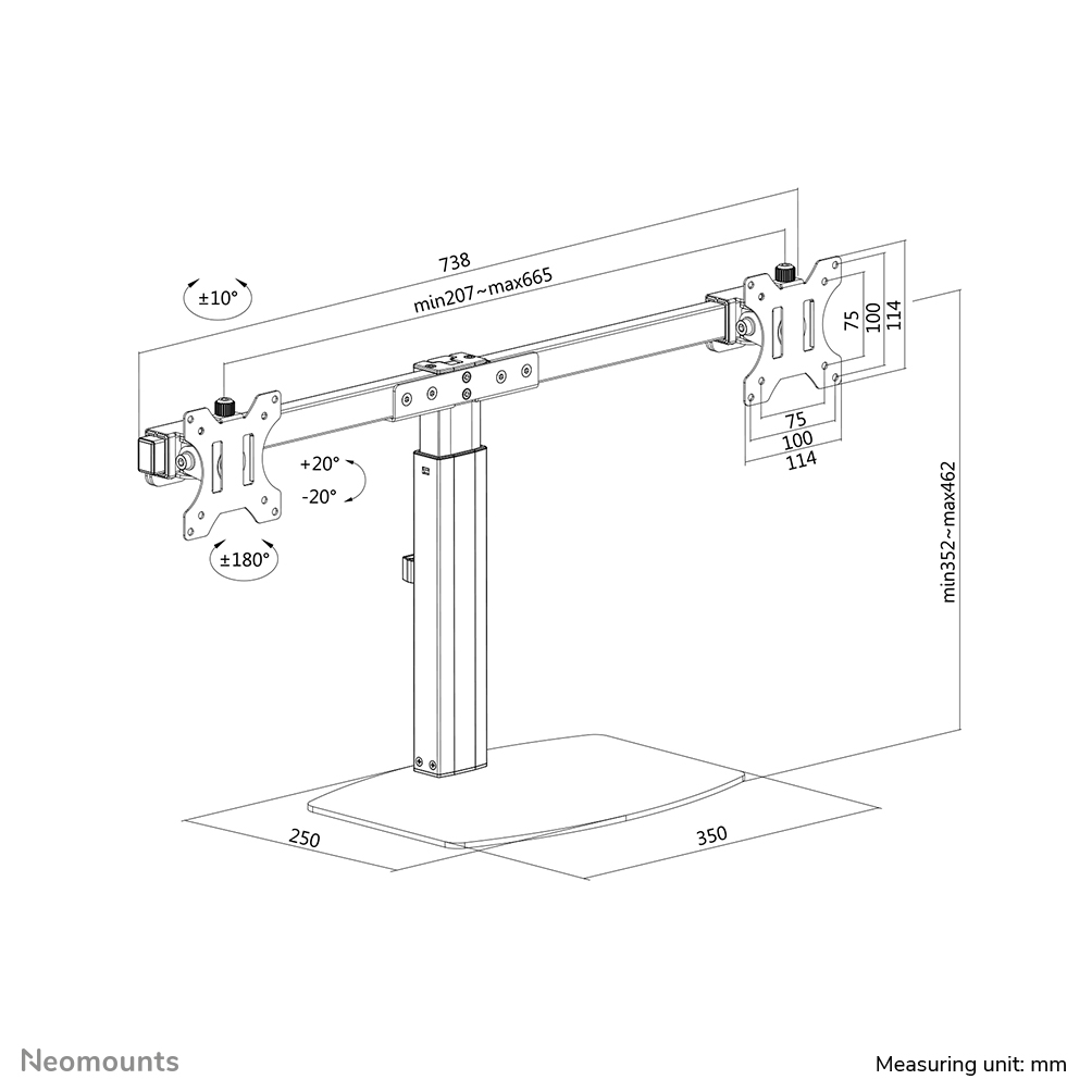 FPMA-D865DBLACK Neomounts Stylish Tilt/Turn/Rotate Desk Stand