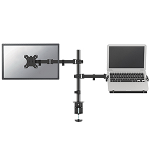 Monitor desk mounts with laptop holder